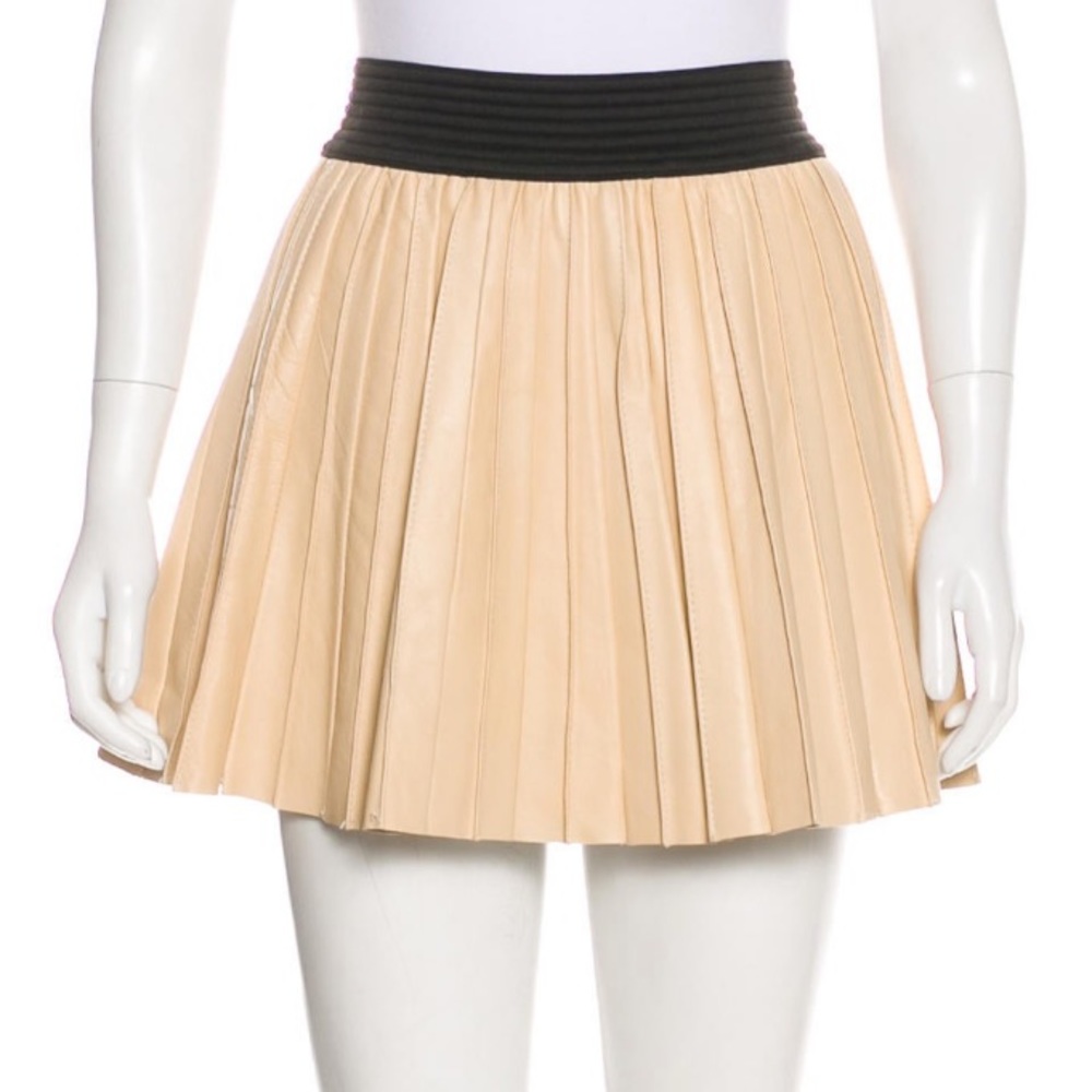 Parker Leather Pleated Mini Skirt